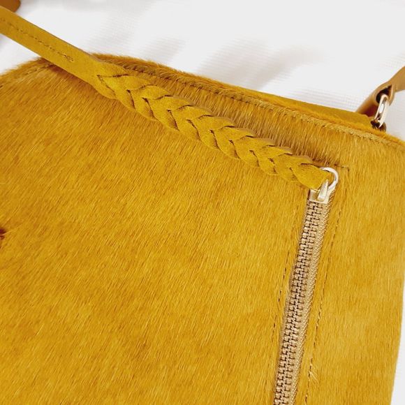 Elaine Turner Cam Crosssbody Bag Calf Hair Golden Flag Handbag with Dust Bag - Picture 10 of 16